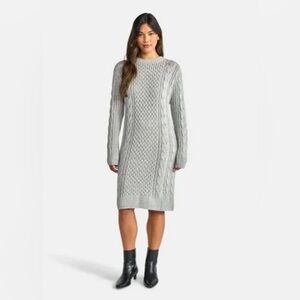 Gray Cable Knit Bodycon Sweater Dress
